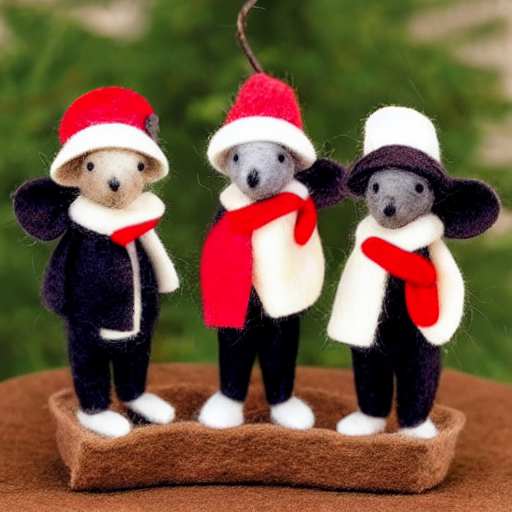 Felt Mouse Caroler Trio