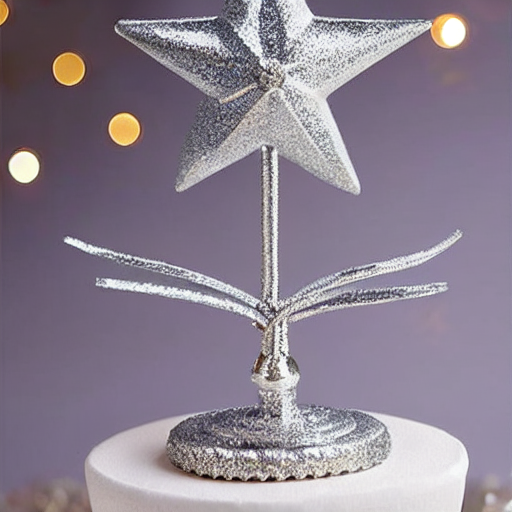Silver Tinsel Star Tree Topper